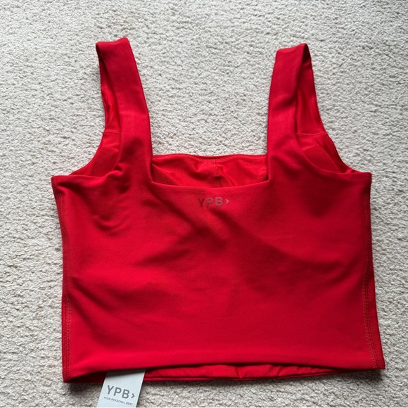 Abercrombie & Fitch YPB sculptLUX Square Neck Slim Tank Top Crop Tee Red Medium - Picture 5 of 8